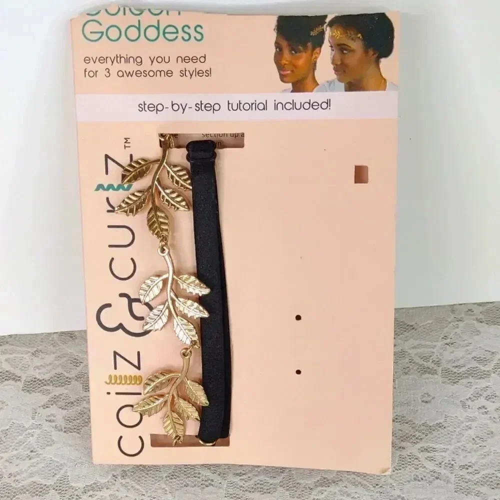 Headband Gold Leaves Adjustable Head band Coilz & Curlz NWT